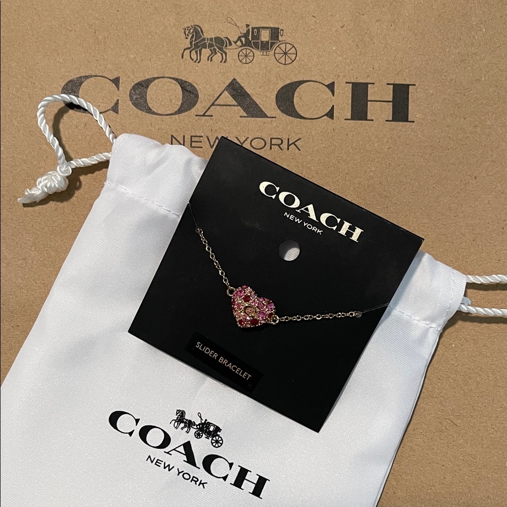 NWT Coach Pink Heart Charm Bracelet